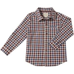 NEW ME & HENRY boy's atwood woven long sleeve woven shirt in burgundy navy plaid